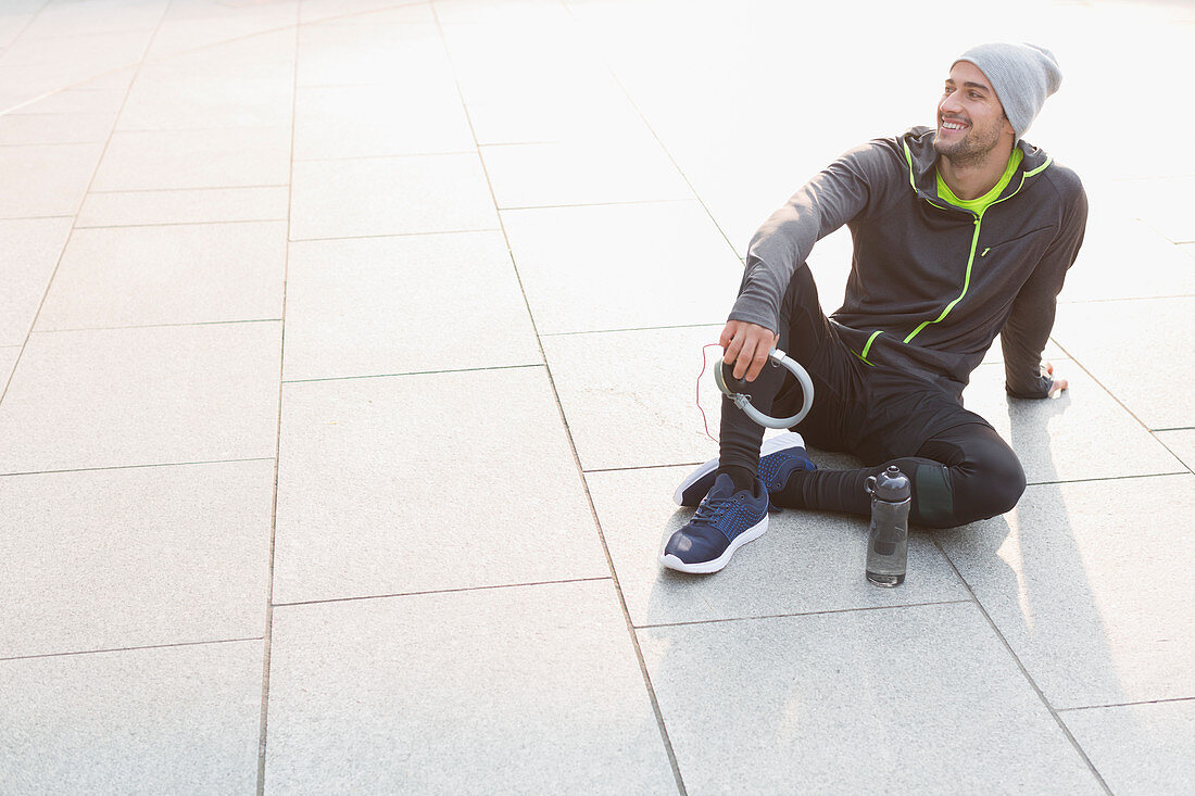 Male runner resting