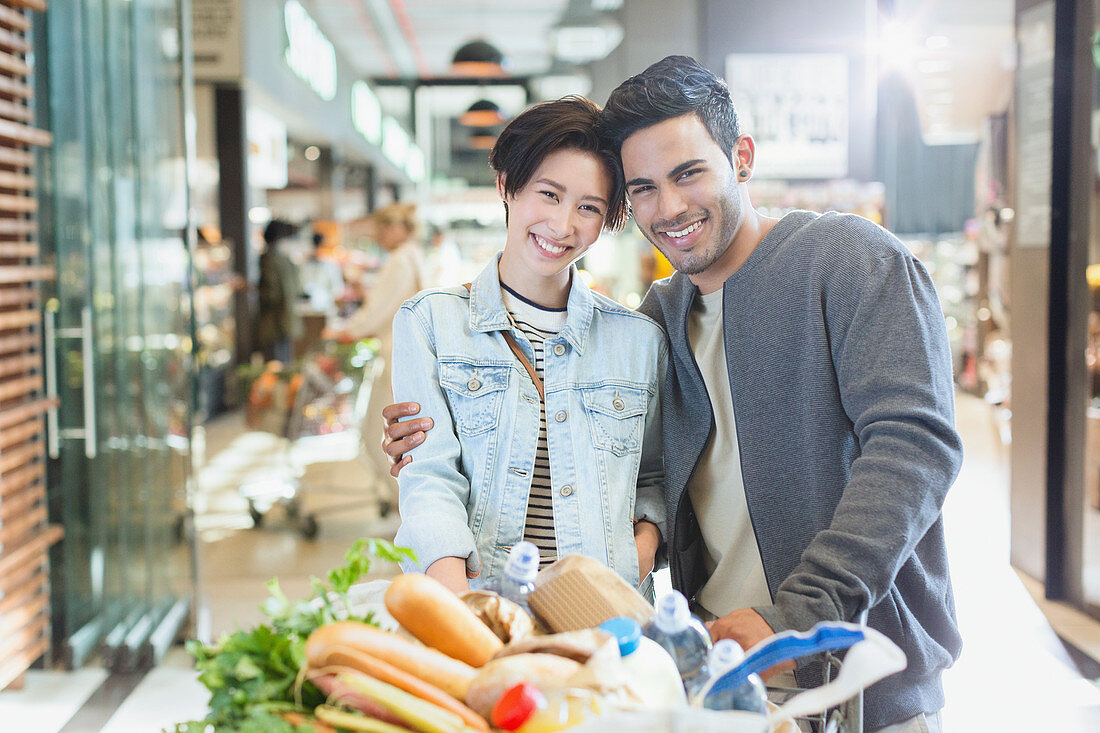 Portrait couple in market