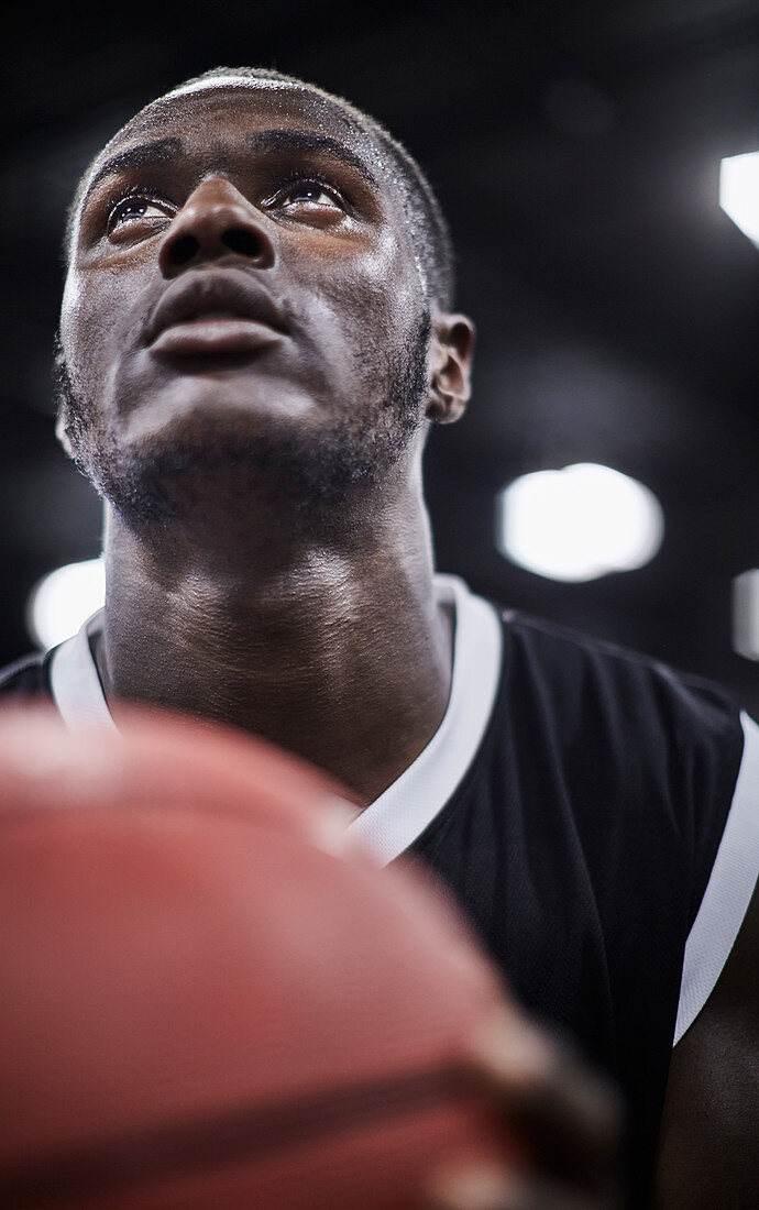 Close up basketball player with basketball