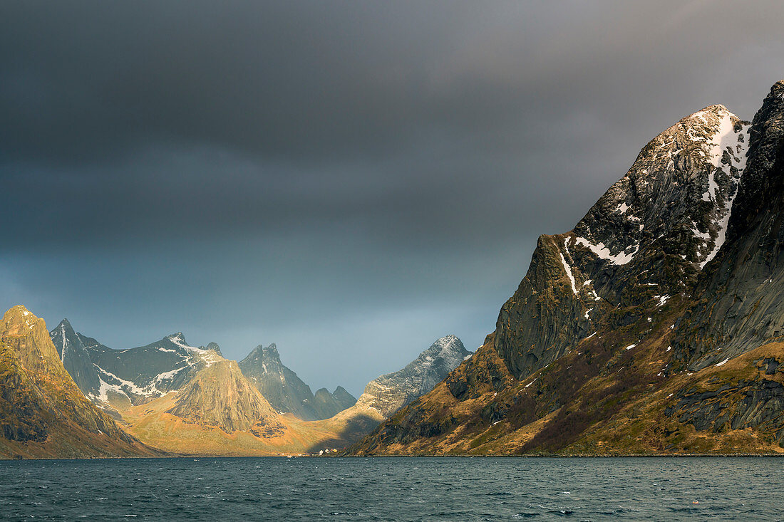 Dark clouds above rugged mountains, Norway