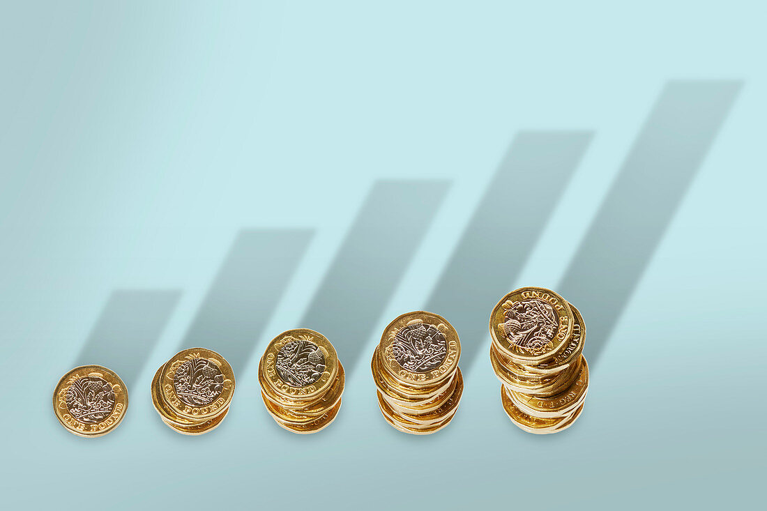 Ascending stacks of pound coins