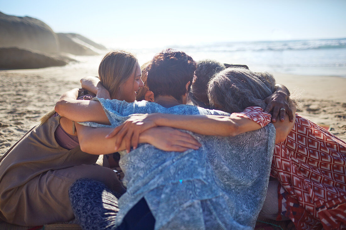 Group hugging in circle