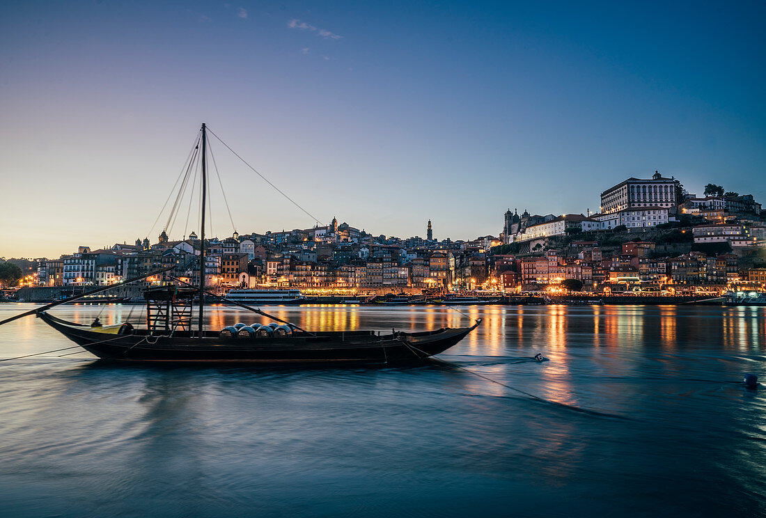 Waterfront city at night, Porto, Portugal