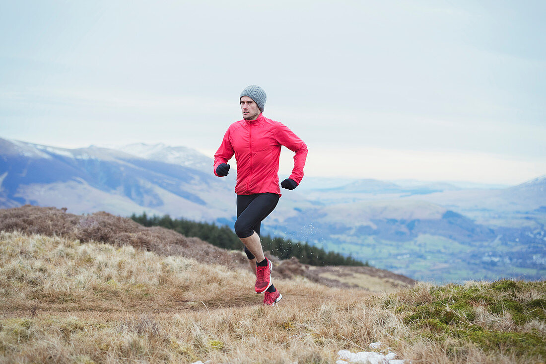 Man jogging on mountain