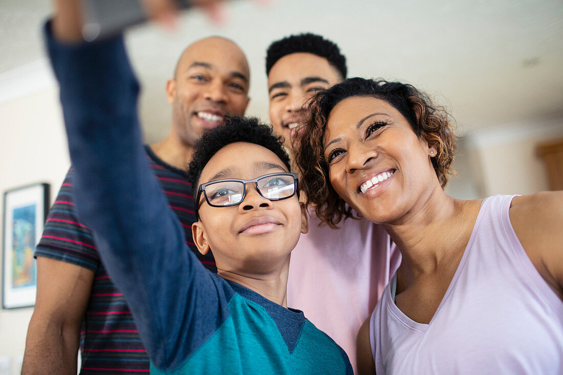 Happy family taking selfie