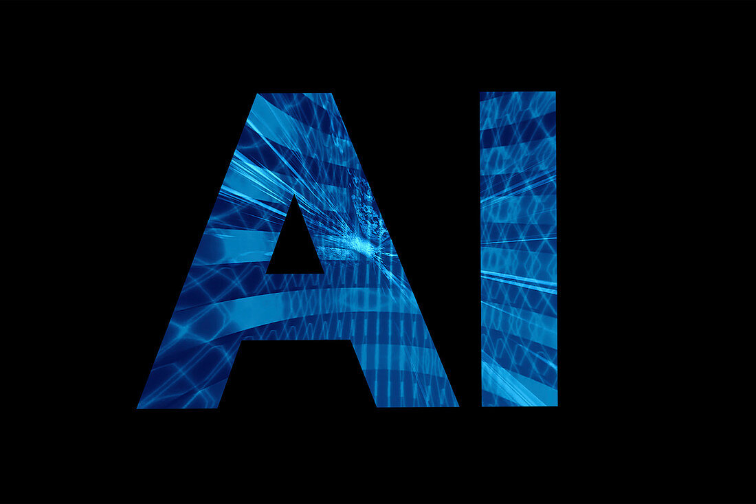 AI artificial intelligence lettering on black background