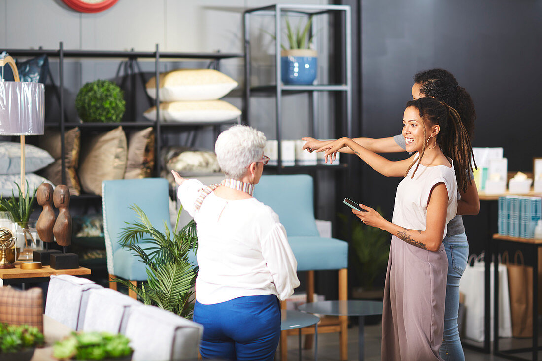 Women shopping in home decor shop