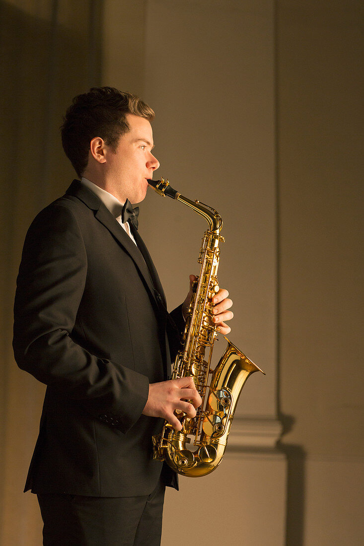 Saxophonist performing
