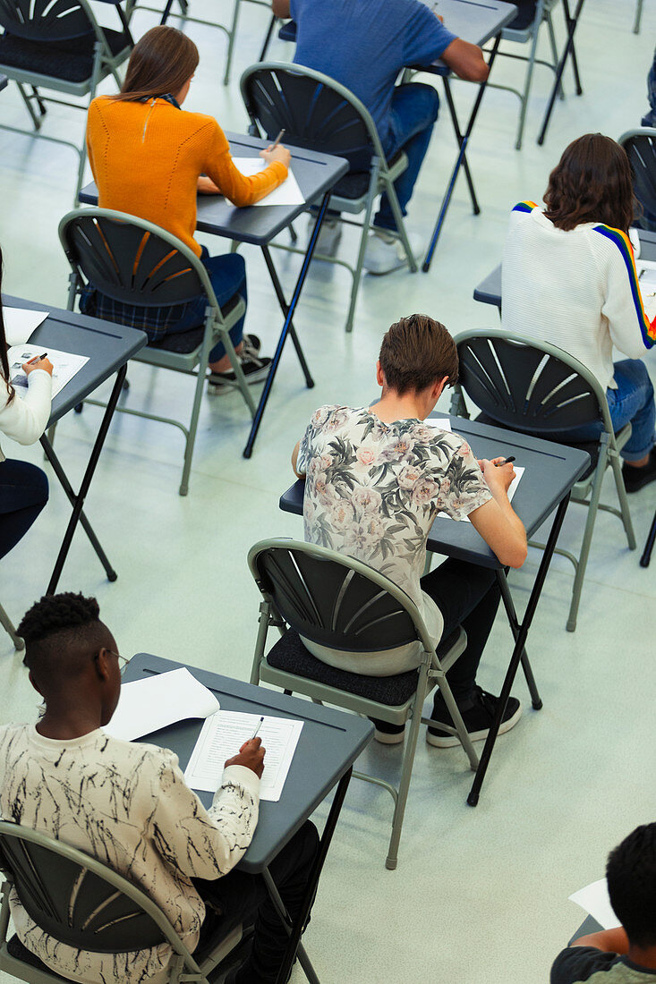 High school students taking exam