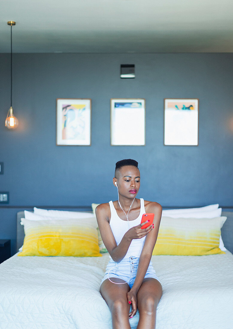 Young woman listening to music