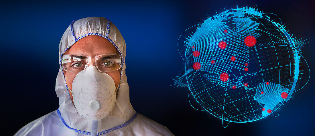 Portrait scientist in flu mask