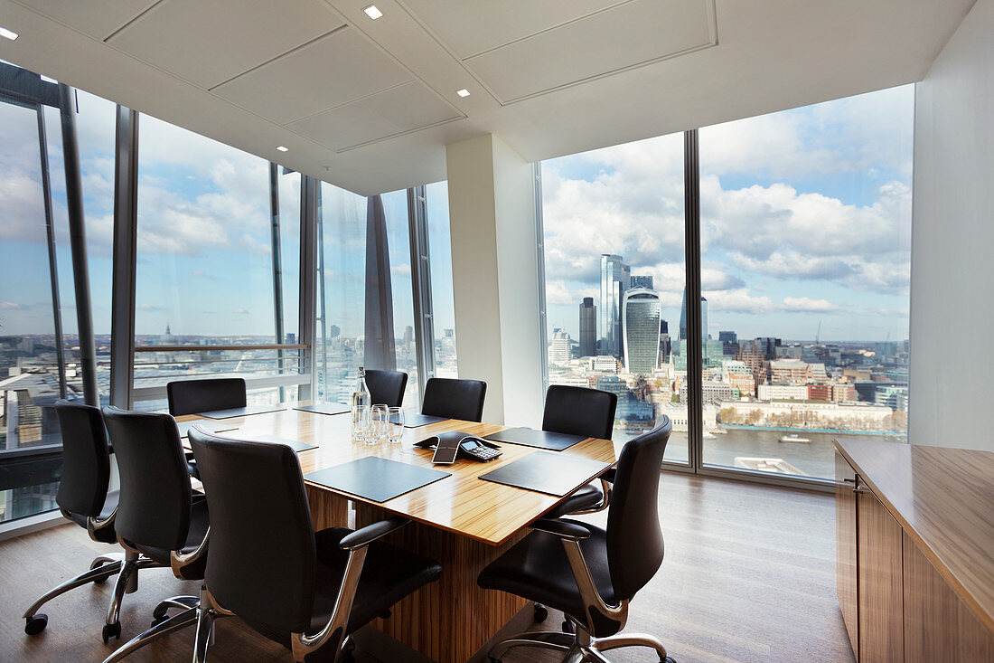 Modern highrise conference room, London, UK