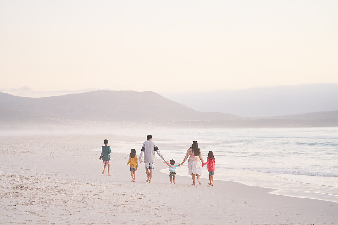 Family holding hands walking, South Africa