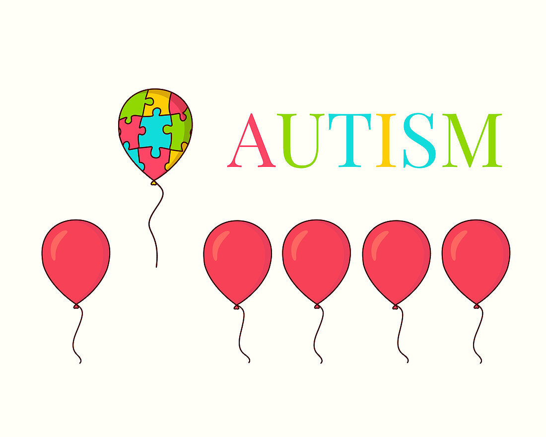 Autism awareness balloon, conceptual illustration