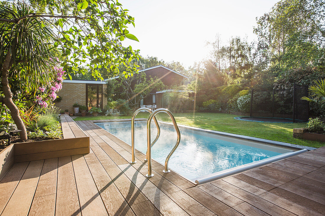 Sunny home showcase swimming pool and backyard