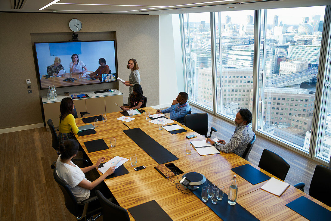 Business people video conferencing meeting