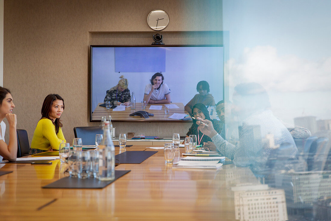 Business people video conferencing meeting