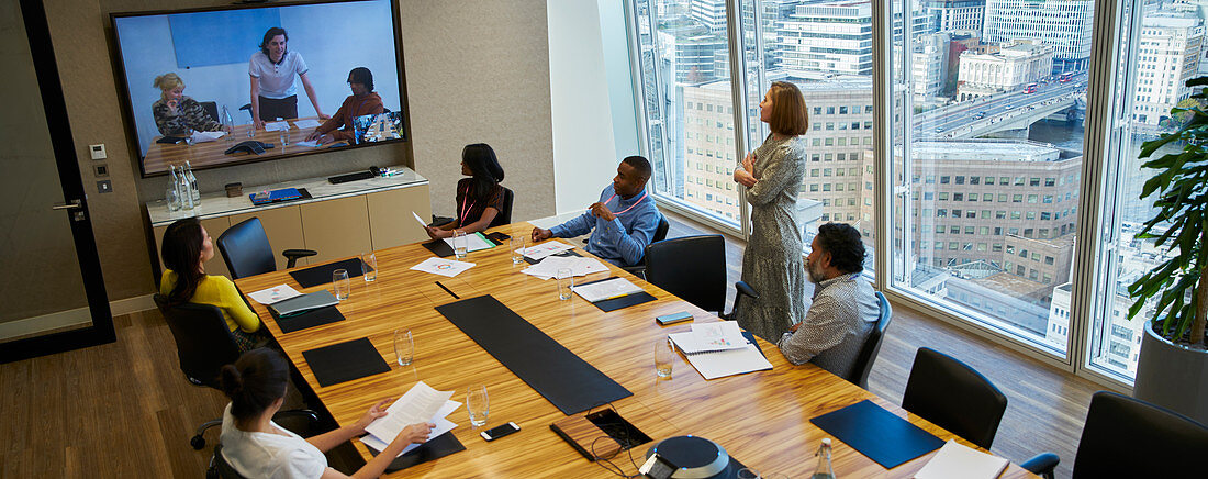 Business people video conferencing meeting