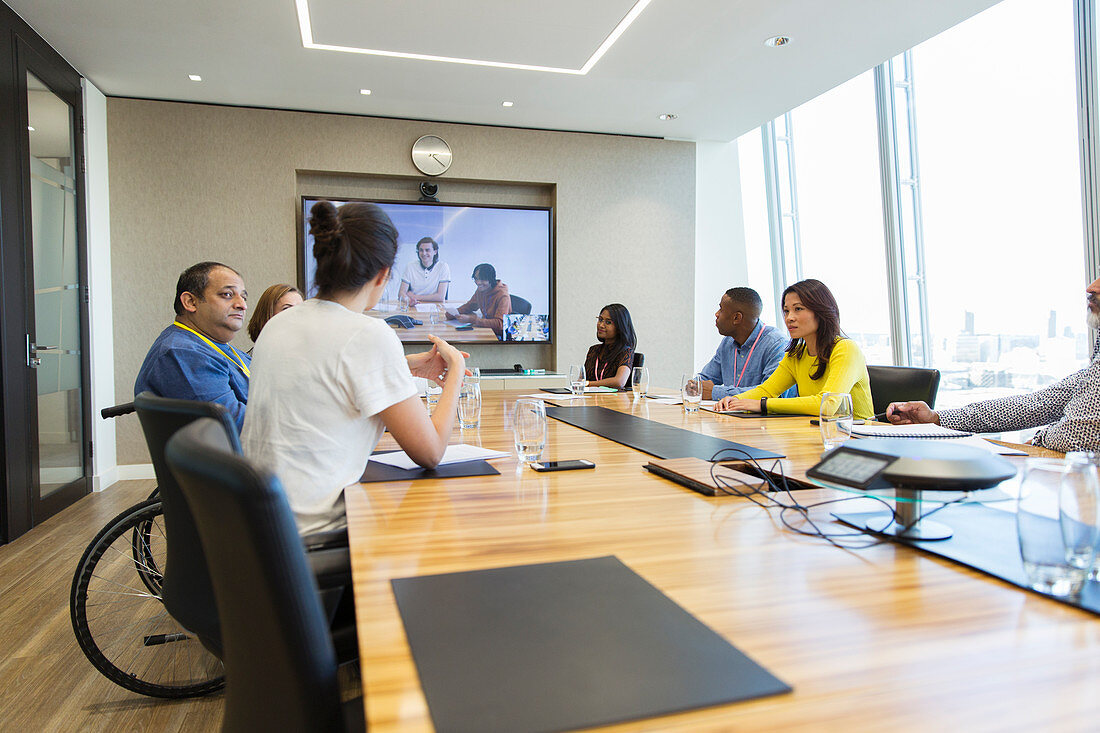 Business people video conferencing meeting