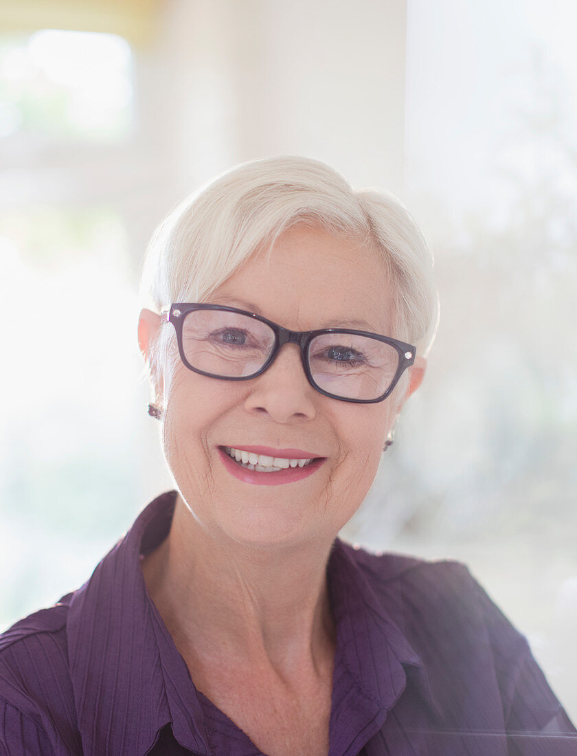 Portrait senior woman in eyeglasses