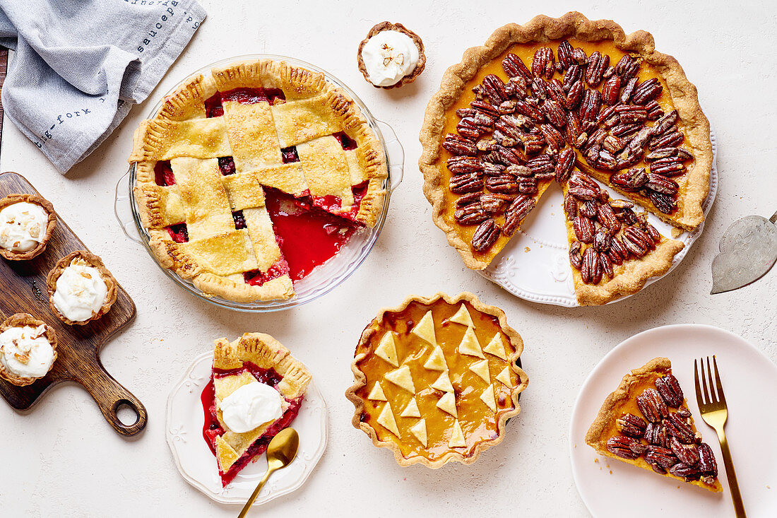 Variety of thanksgiving pies