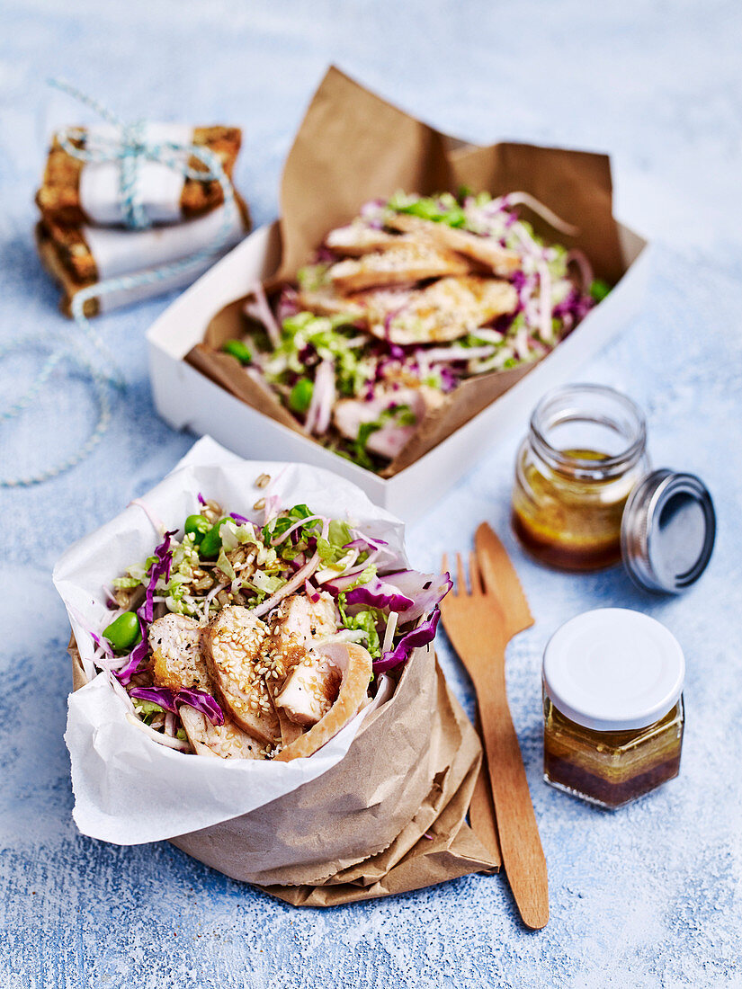 Sesame chicken barley slaw 'to go'