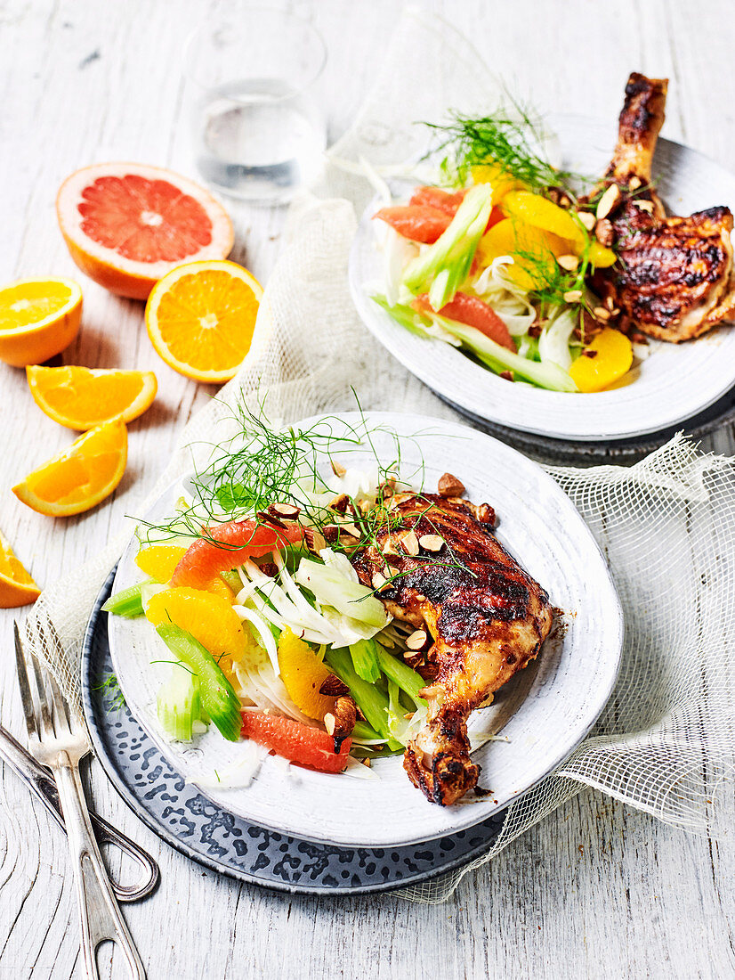 Barbecued Miso Chicken with Citrus Salad