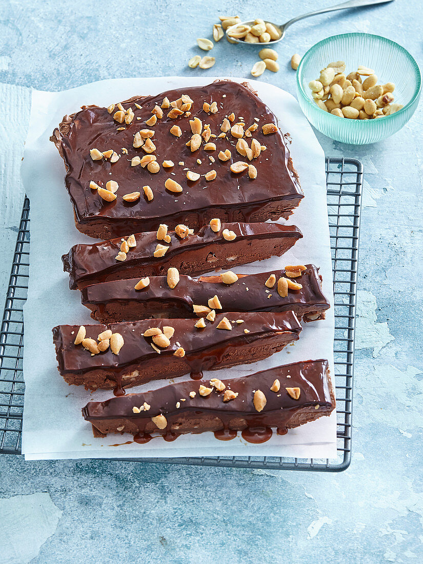 Chocolate bars with salted peanuts