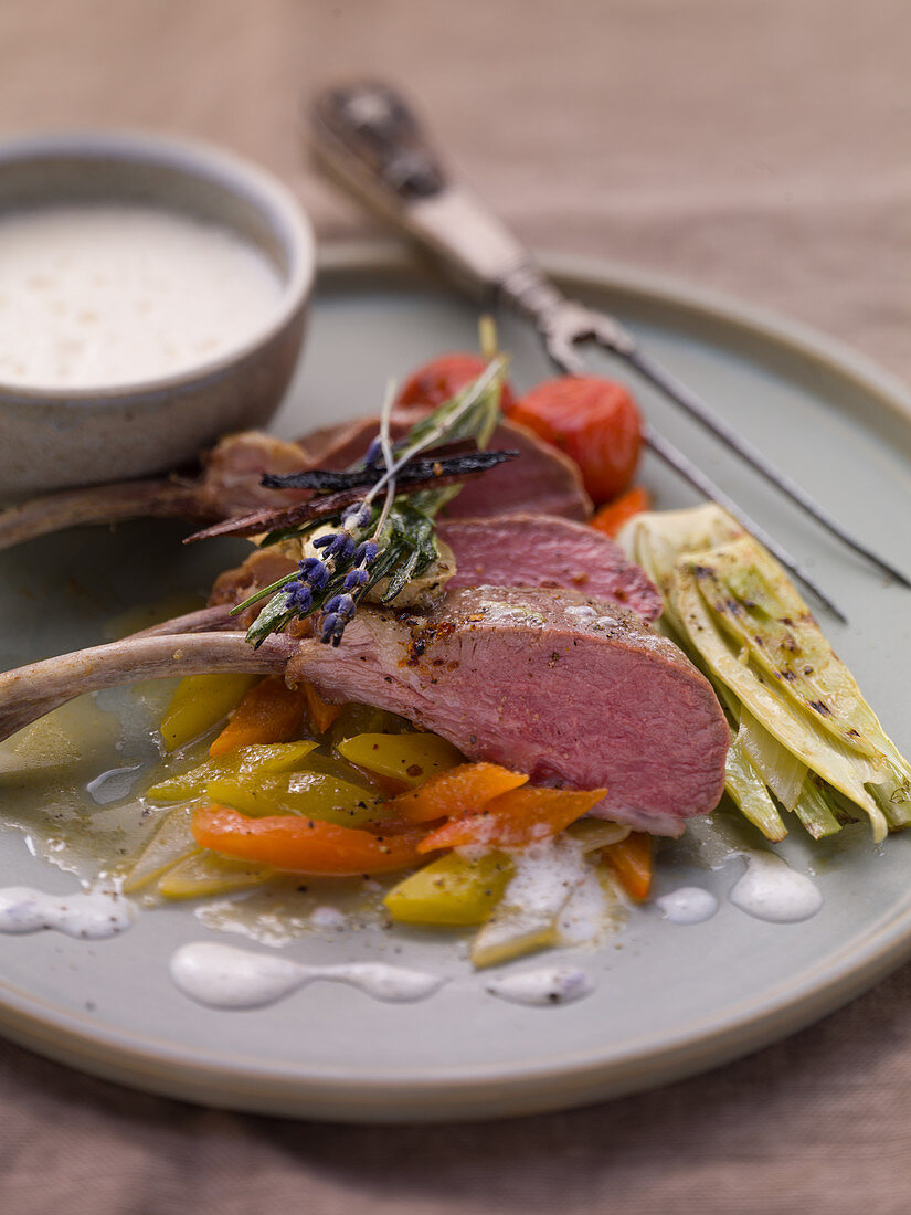 Rack of lamb with grilled fennel