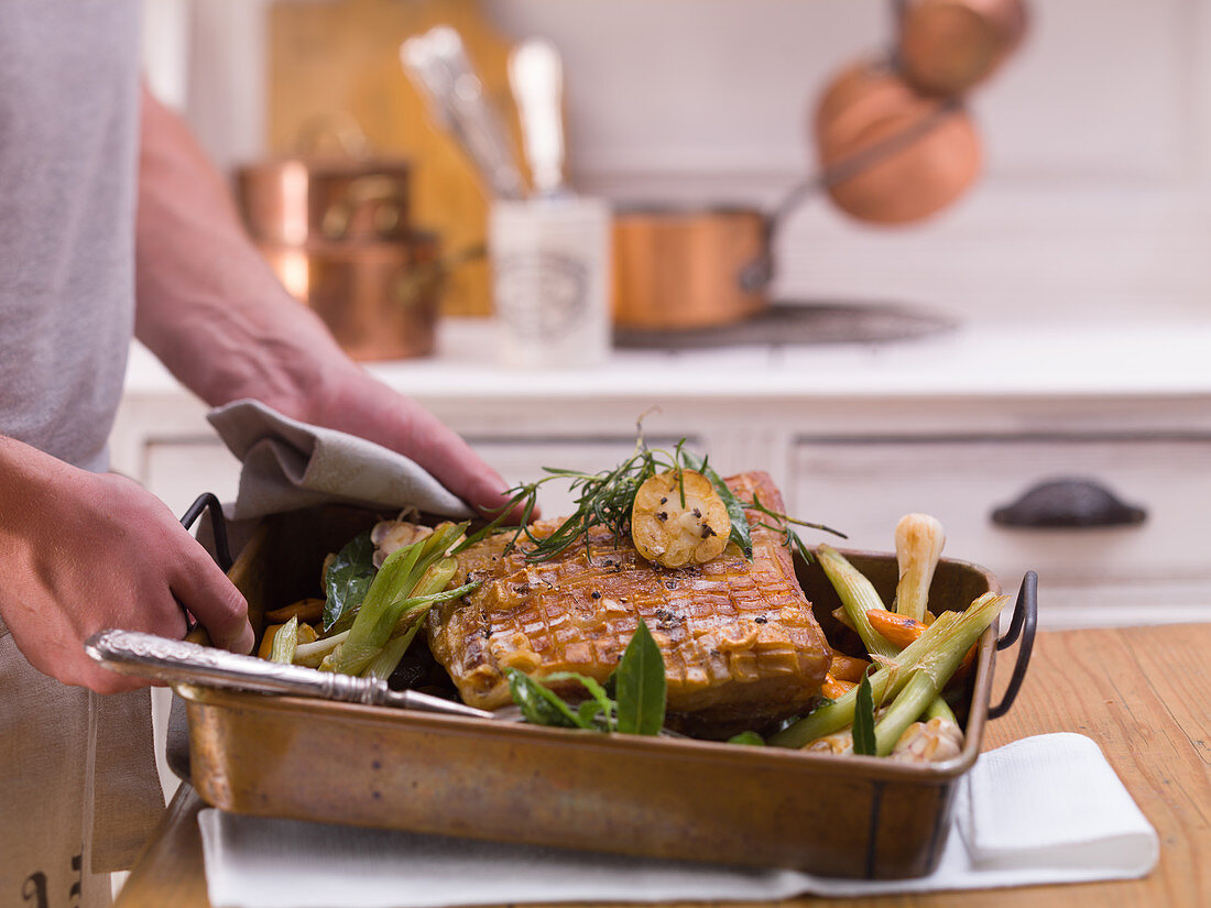 Grilled crispy roast pork