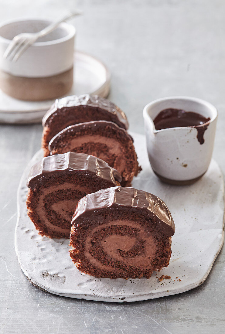 Chocolate roulade with rum