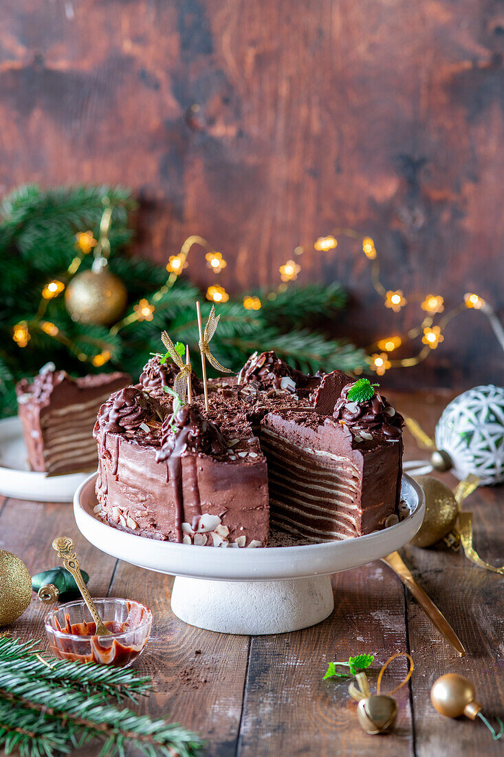 Vanille-Schokoladen-Crêpe-Torte