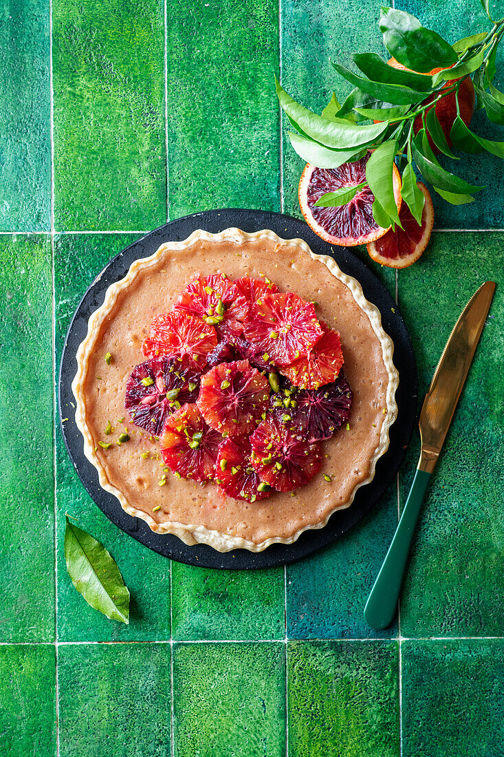 Blood orange quark tart