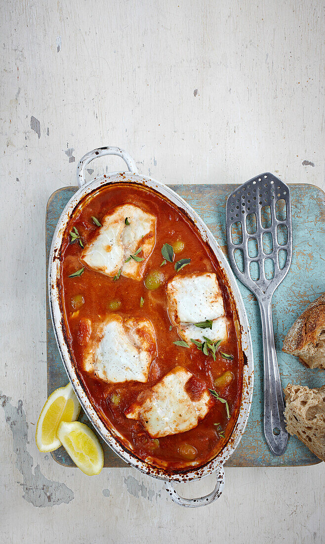 Fish in roasted tomato sauce
