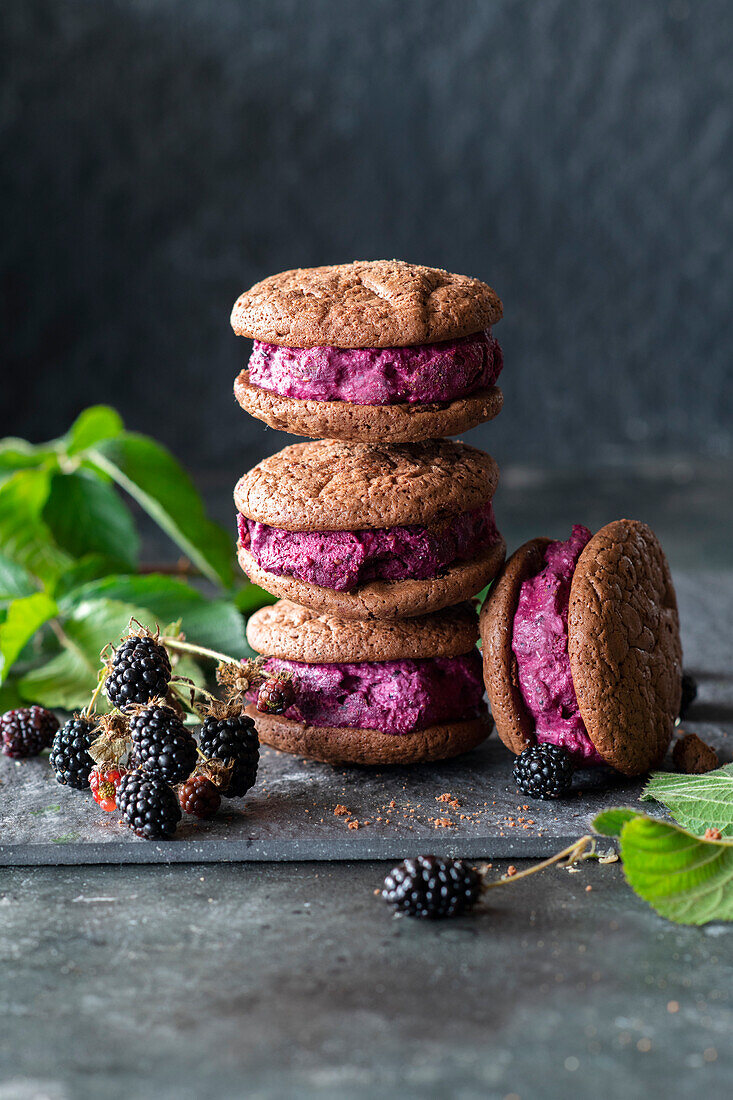 Blackberry Ice Cream Sandwiches