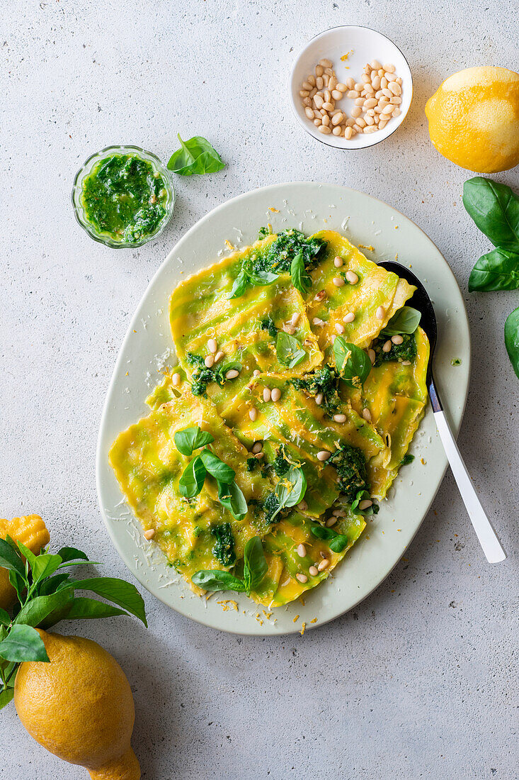 Lemon Basil Ravioli with Cream Cheese