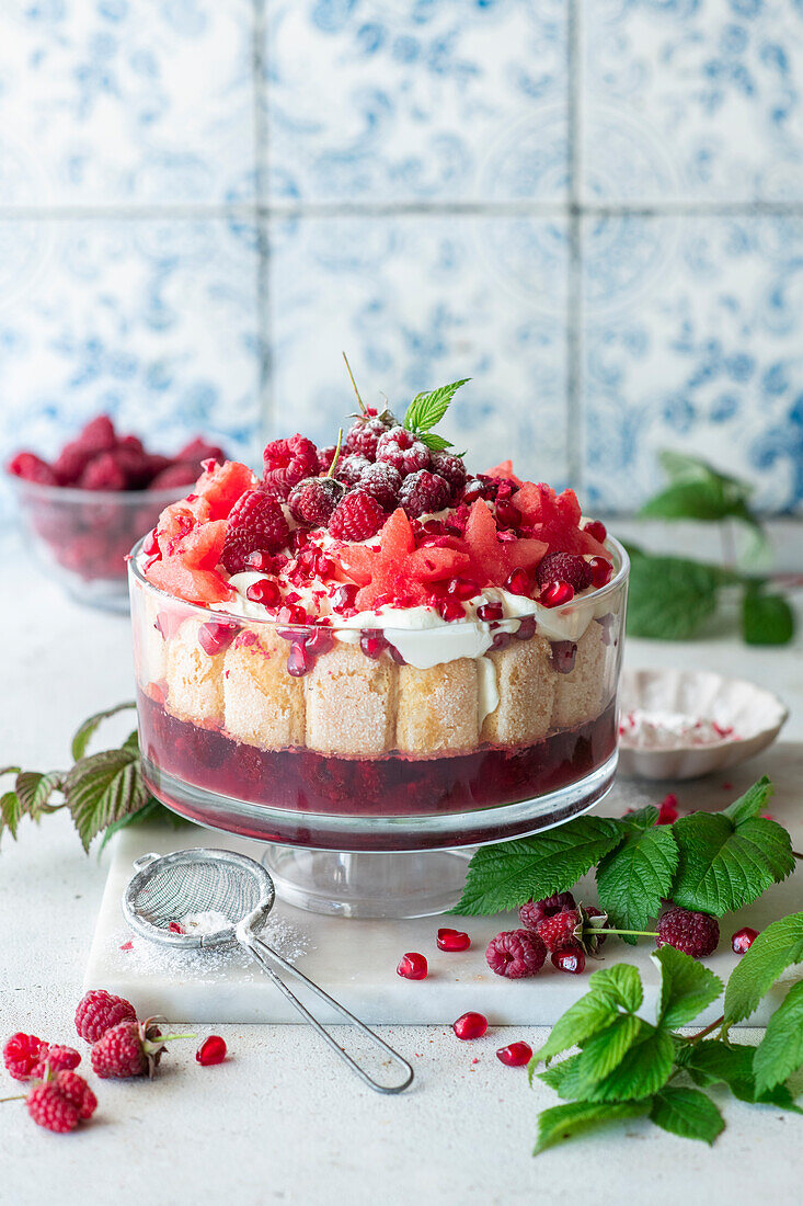 Raspberry Watermelon Trifle