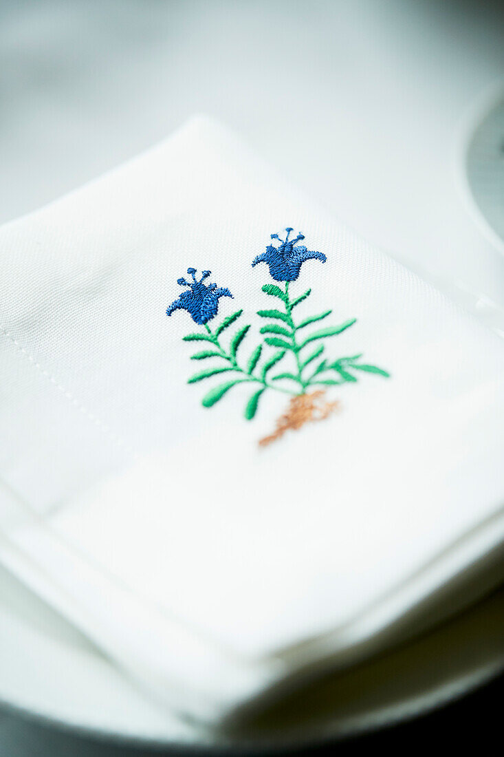 An embroidered napkin