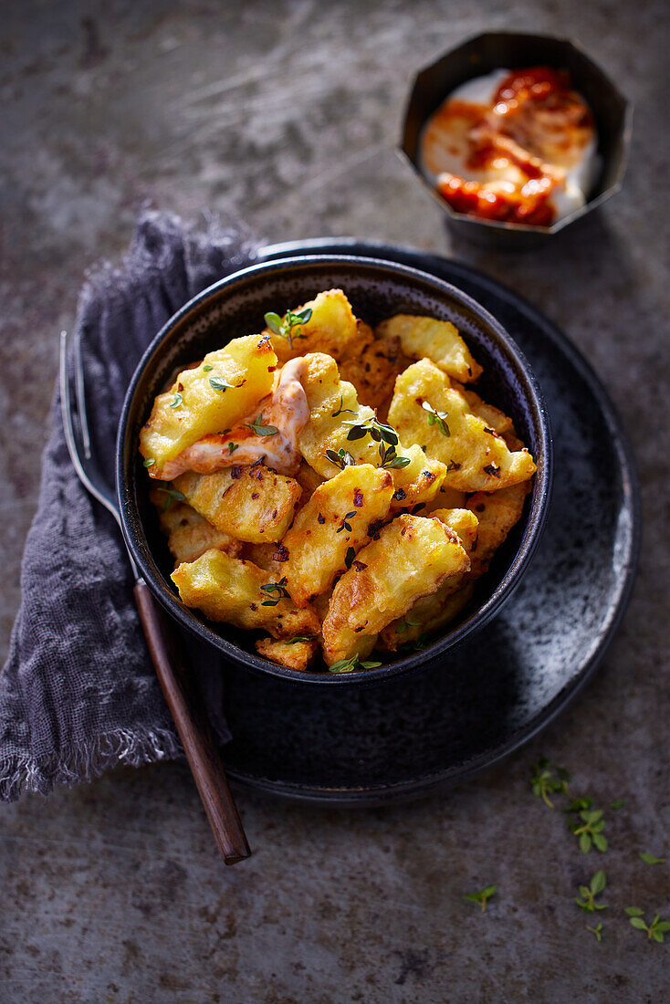 Mini baked wavy cut fries