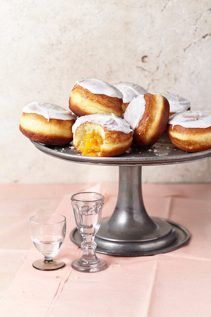 Apricot donuts with mezcal glaze