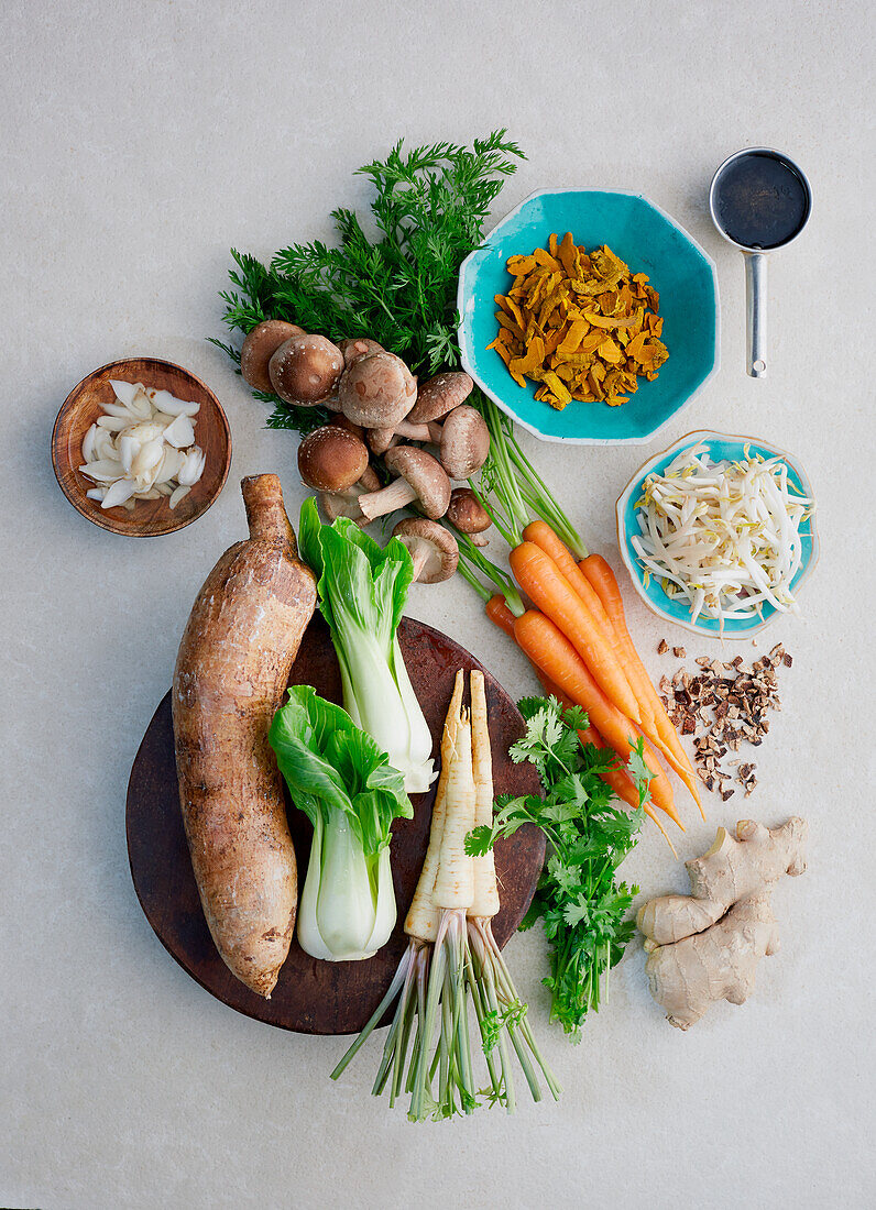 Asian ingredients for vegetable curry