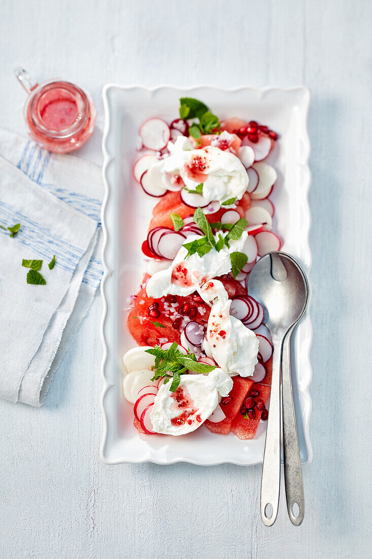 Radish and watermelon salad