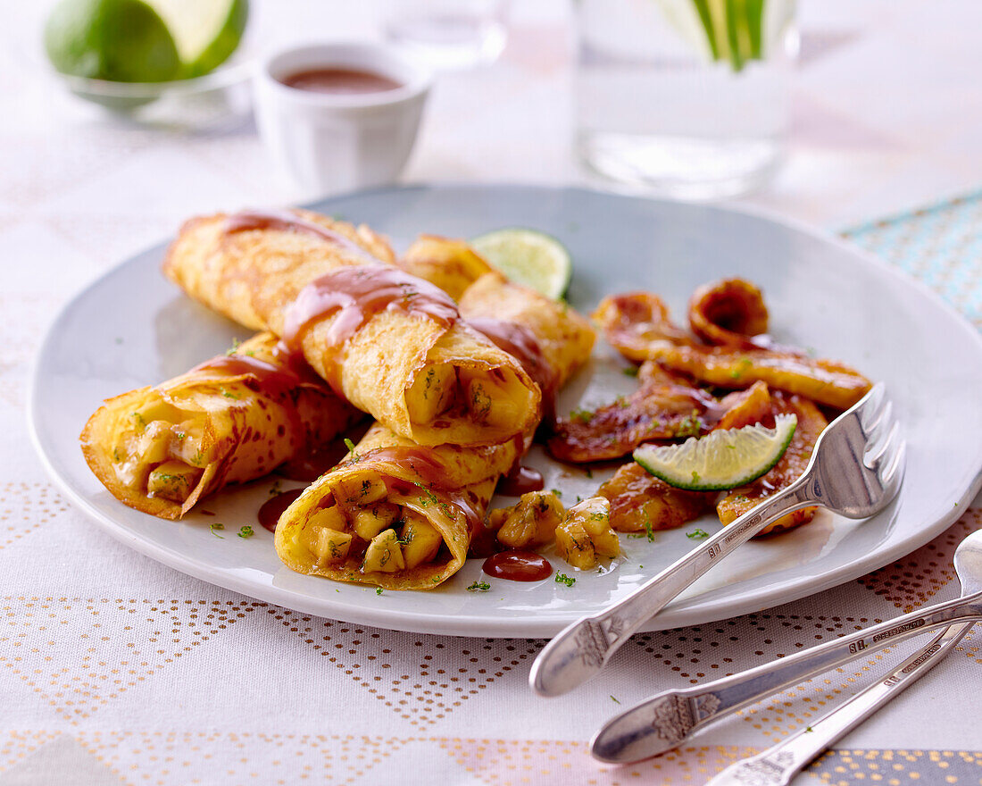 Crêpes with caramel and banana