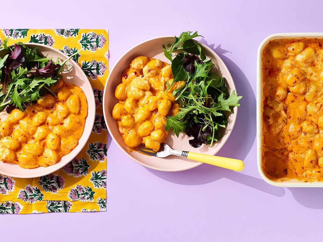 Gnocchi 'n' cheese with harissa