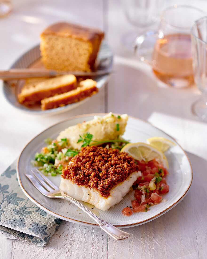 Cod with a spice bread crust