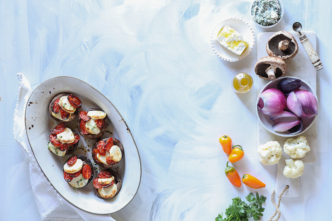 Mushrooms filled with goat cheese