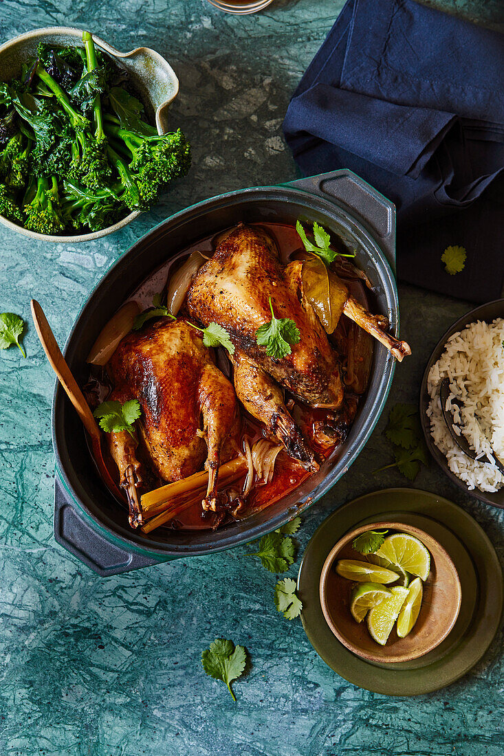 Braised pheasant with red curry
