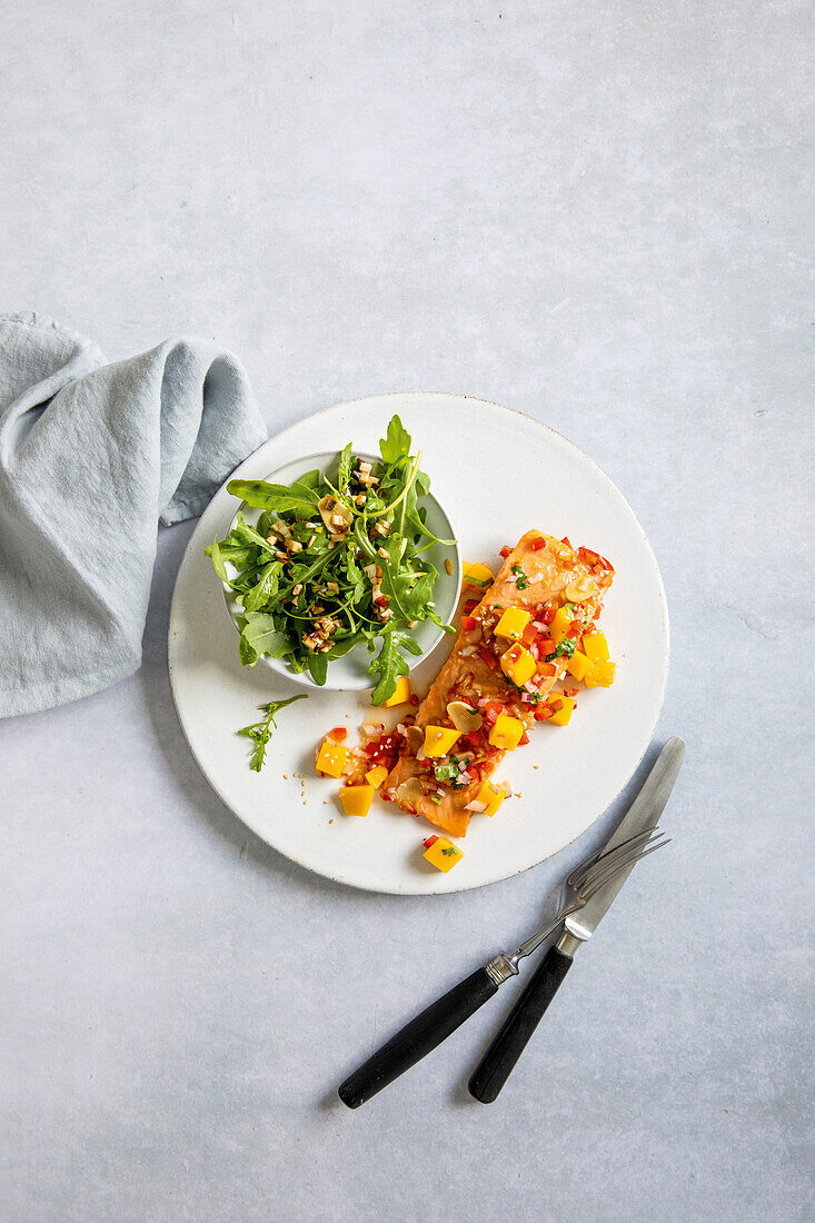 Arctic char with mango salsa