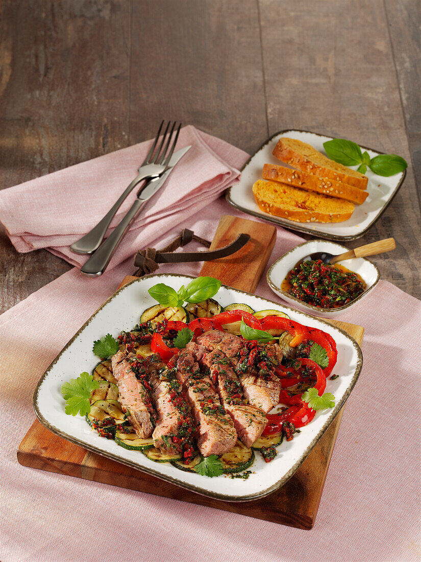 Pork steak with salsa verde