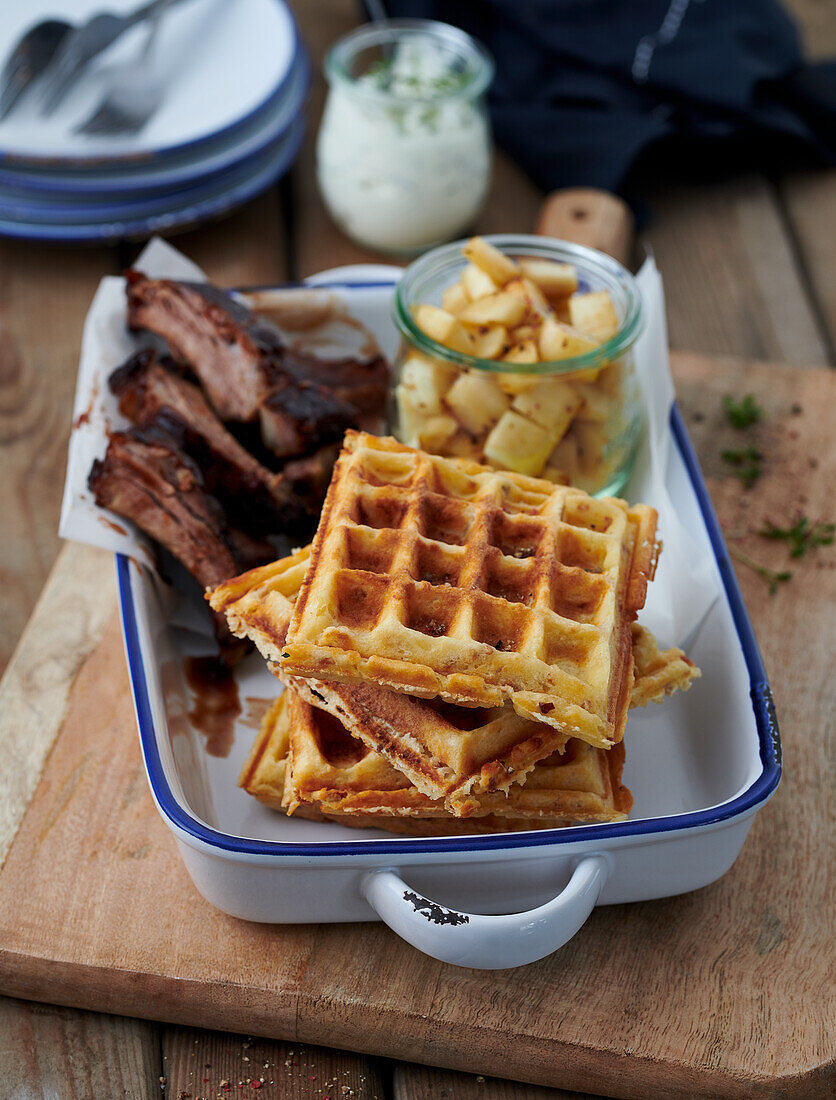Turnip waffles with spare ribs